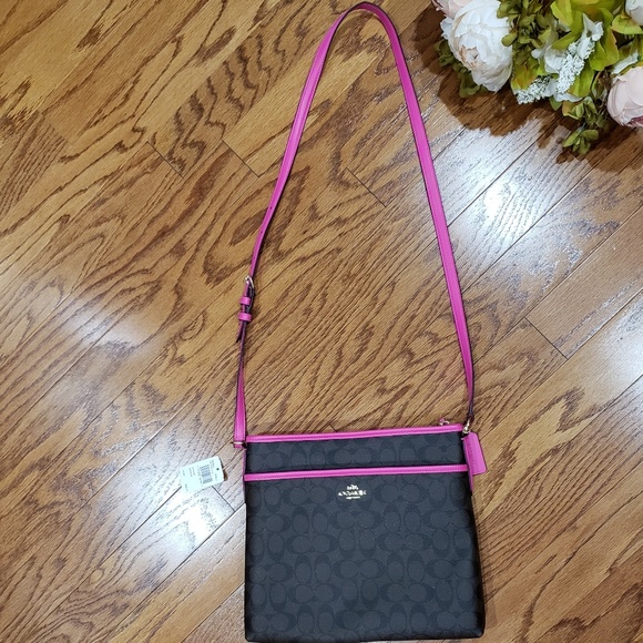 Coach Handbags - Coach Crossbody File Bag Pink and Brown NWT